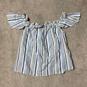 A New Day Striped Off The Shoulder Linen Blend Top Size M